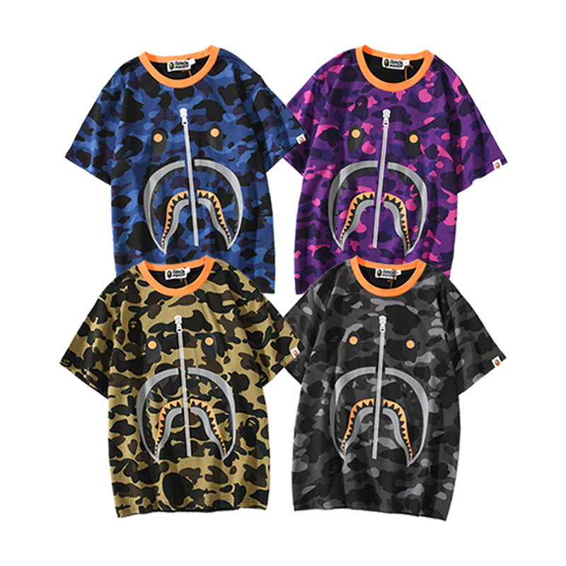 A BATHING APE® x WGM Shark Mouth Camo TEE